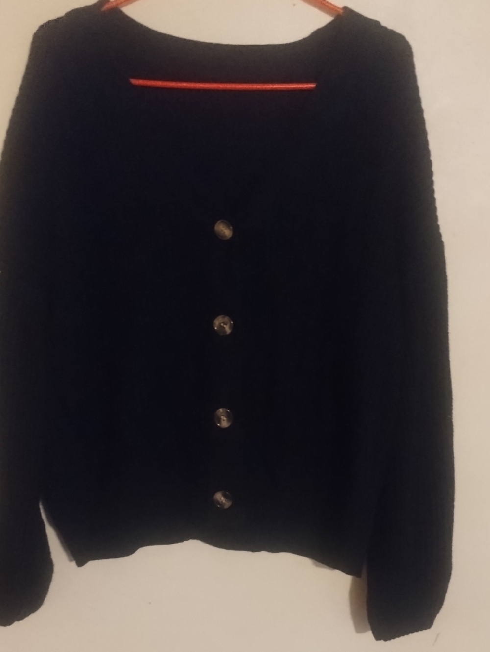 Black Button-Front Knit Cardigan